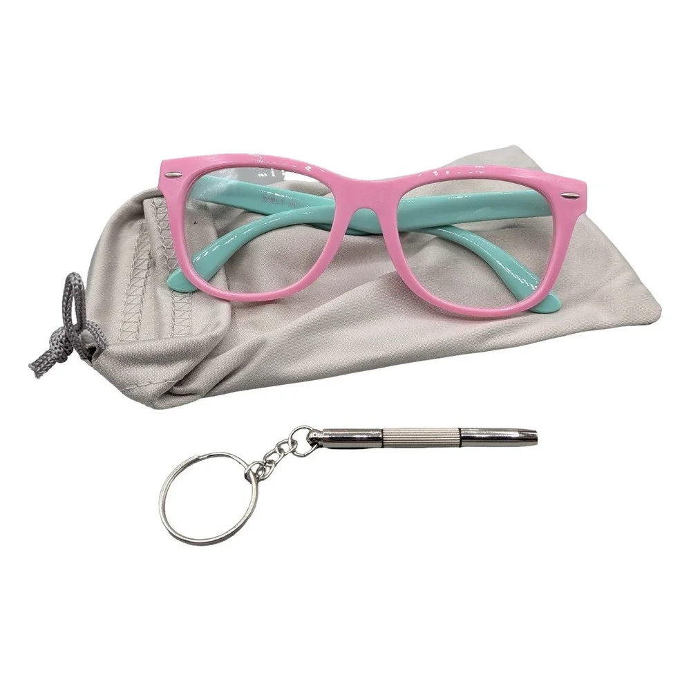 COASION Kids Pink Mint Green Blue Light Blocking Glasses S886 P Ages 3-12 NEW
